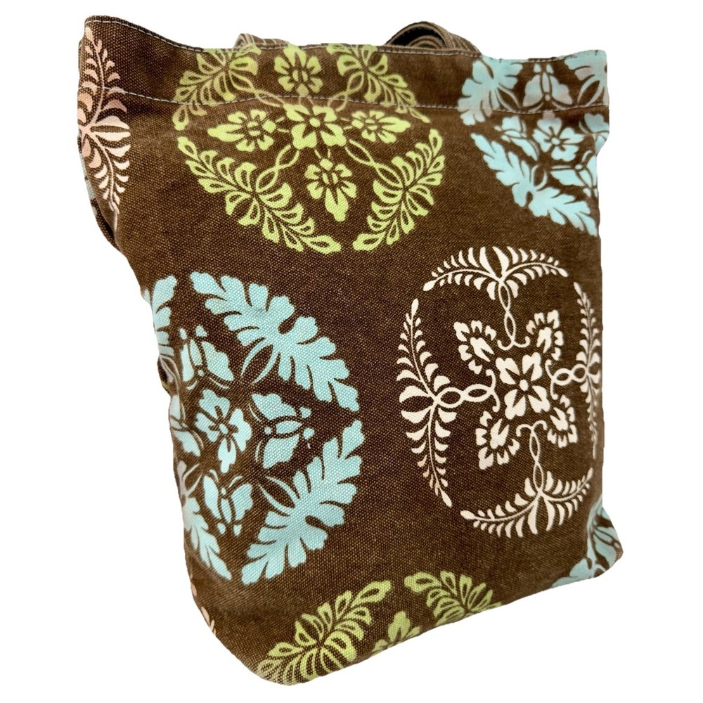 SALTBOX Heavy Duty Canvas Tote Bag 13" X 12" X 4" Medallion Print Inner Pocket
